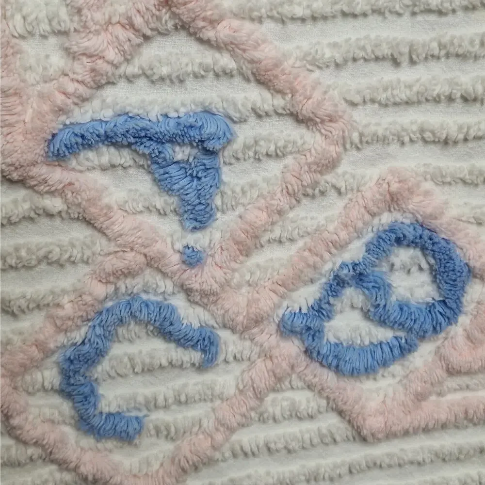 Vintage 40s 50s Chenille Baby Blanket Alphabet ABCs Crib Blanket Bedspread